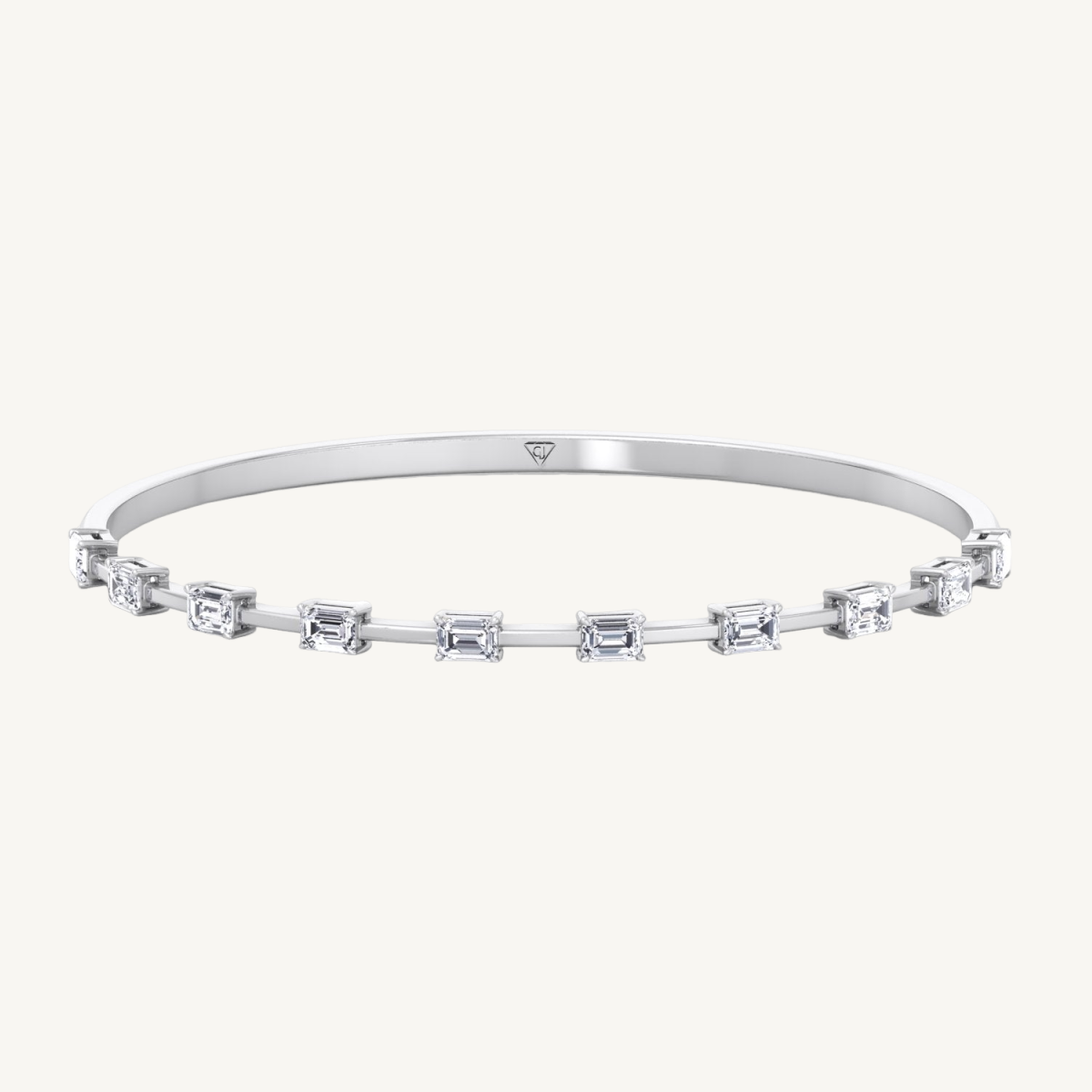 (3.05CT T.W.) Emerald Cut East to West Natural Diamond Bangle