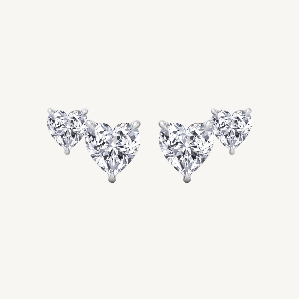 Double Heart Natural Diamond Studs