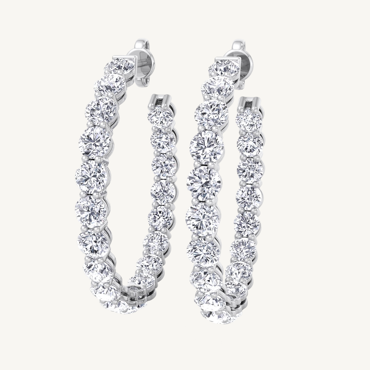 6.10CT T.W. Eternity Round Natural Diamond Hoops