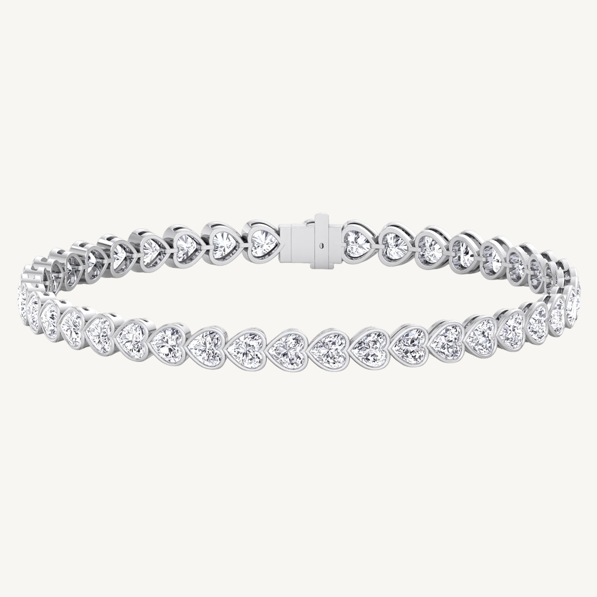 East to West Heart Shape Bezel Set Natural Diamond Tennis Bracelet 18K Solid Gold