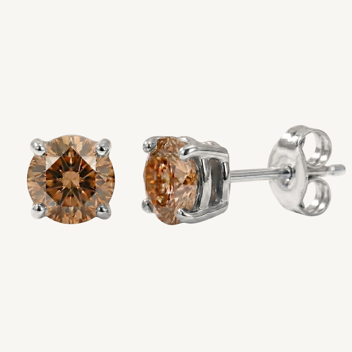 Natural Chocolate Champagne Diamond Round Studs