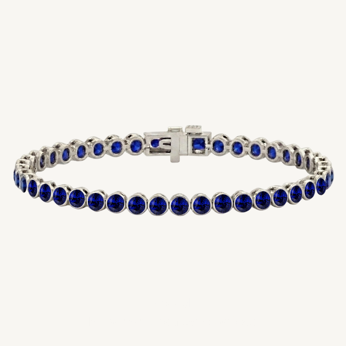 Bezel Set Natural Blue Sapphire Tennis Bracelet 18K Solid Gold