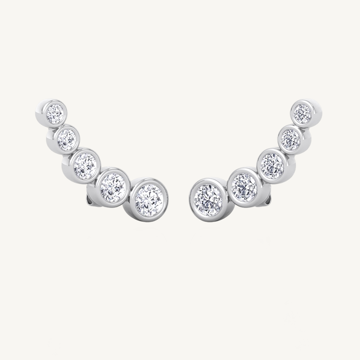 .75CT T.W. Round Shape Bezel Set Natural Diamond Cuff Earrings