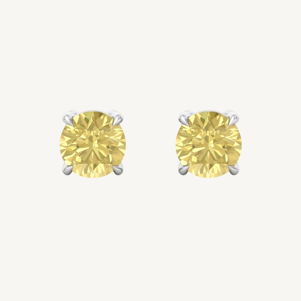 Natural Fancy Yellow Round Shape Diamond Studs