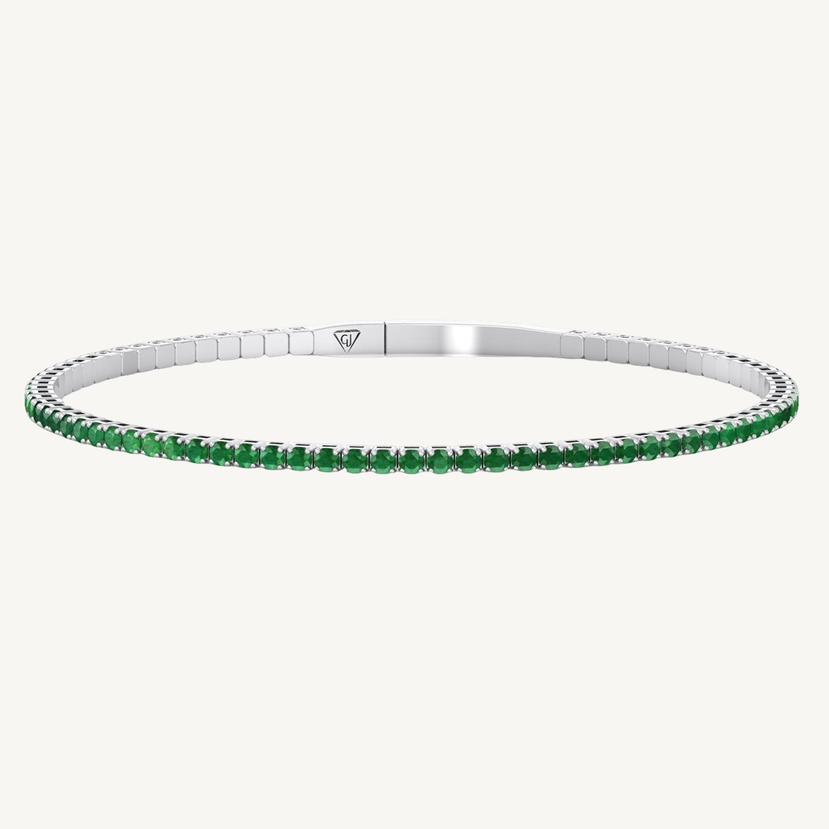Flexible Natural Green Emerald Bangle 14K Solid Gold