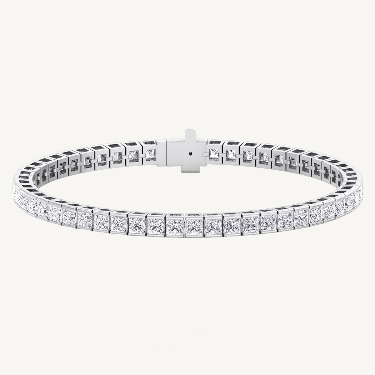 Princess Cut Natural Diamond Tennis Bracelet 18K Solid Gold