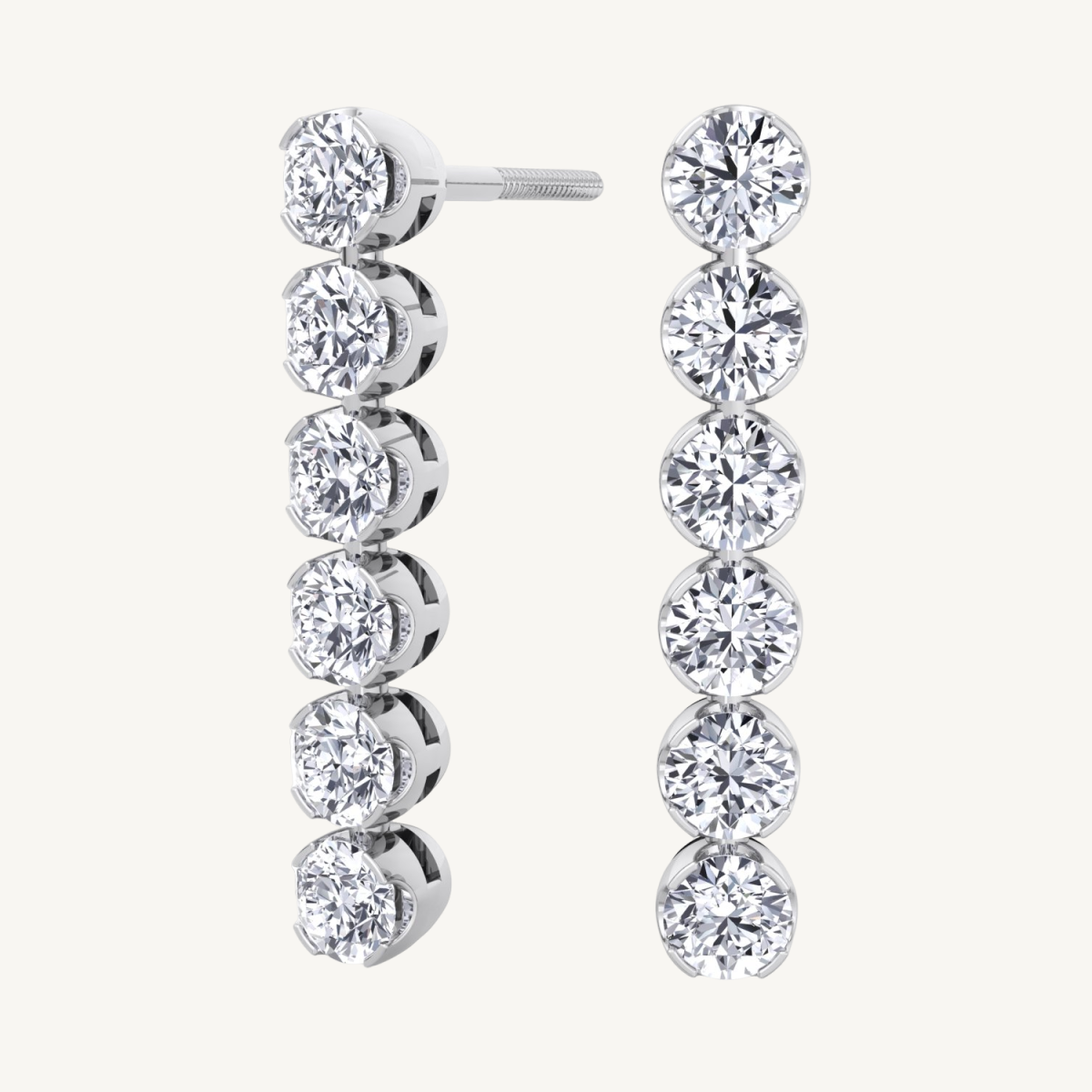 Diamond Tennis Earrings in A Crown Prong Setting