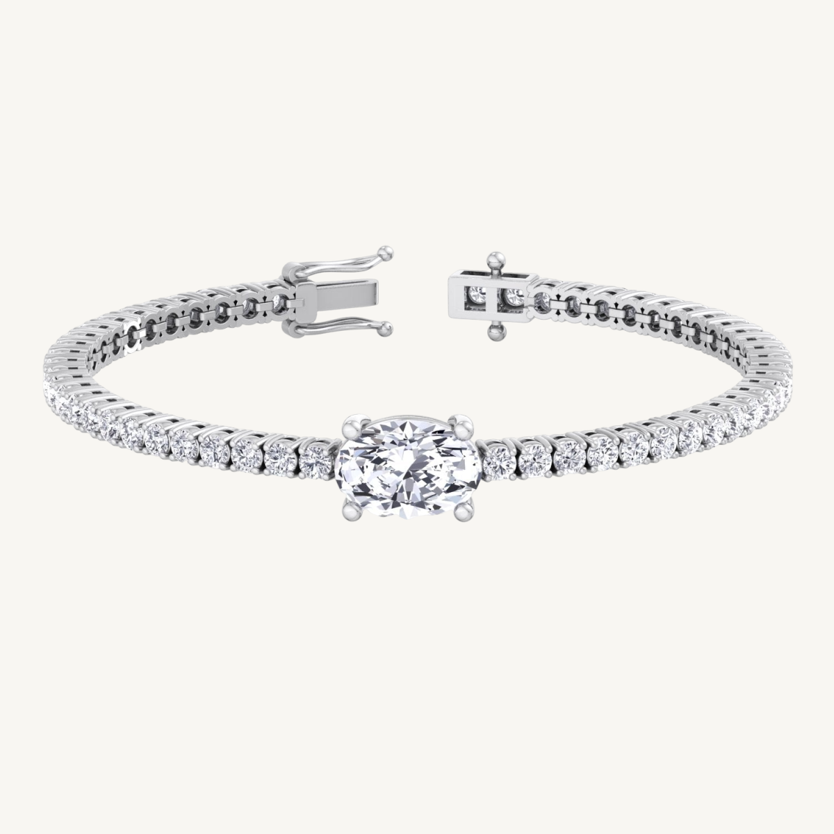 7CT natural diamond tennis bracelet with oval cut center stone