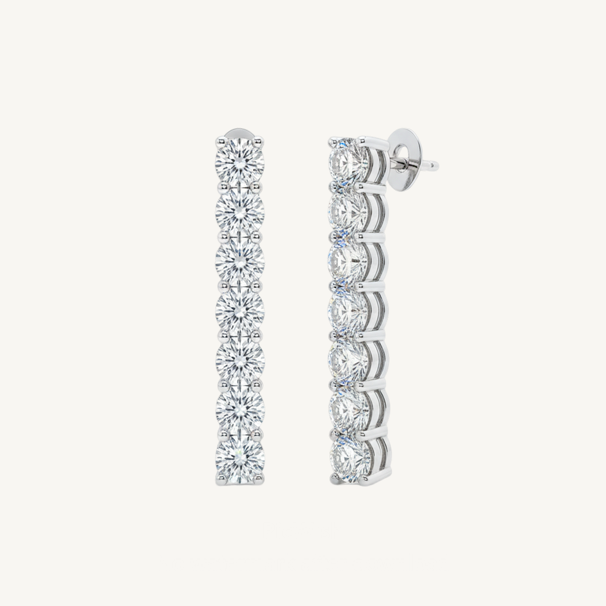 Round Cut Natural Diamond Tennis Earrings