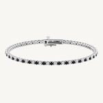 4-prong black and white alternating natural diamond tennis bracelet 14K gold