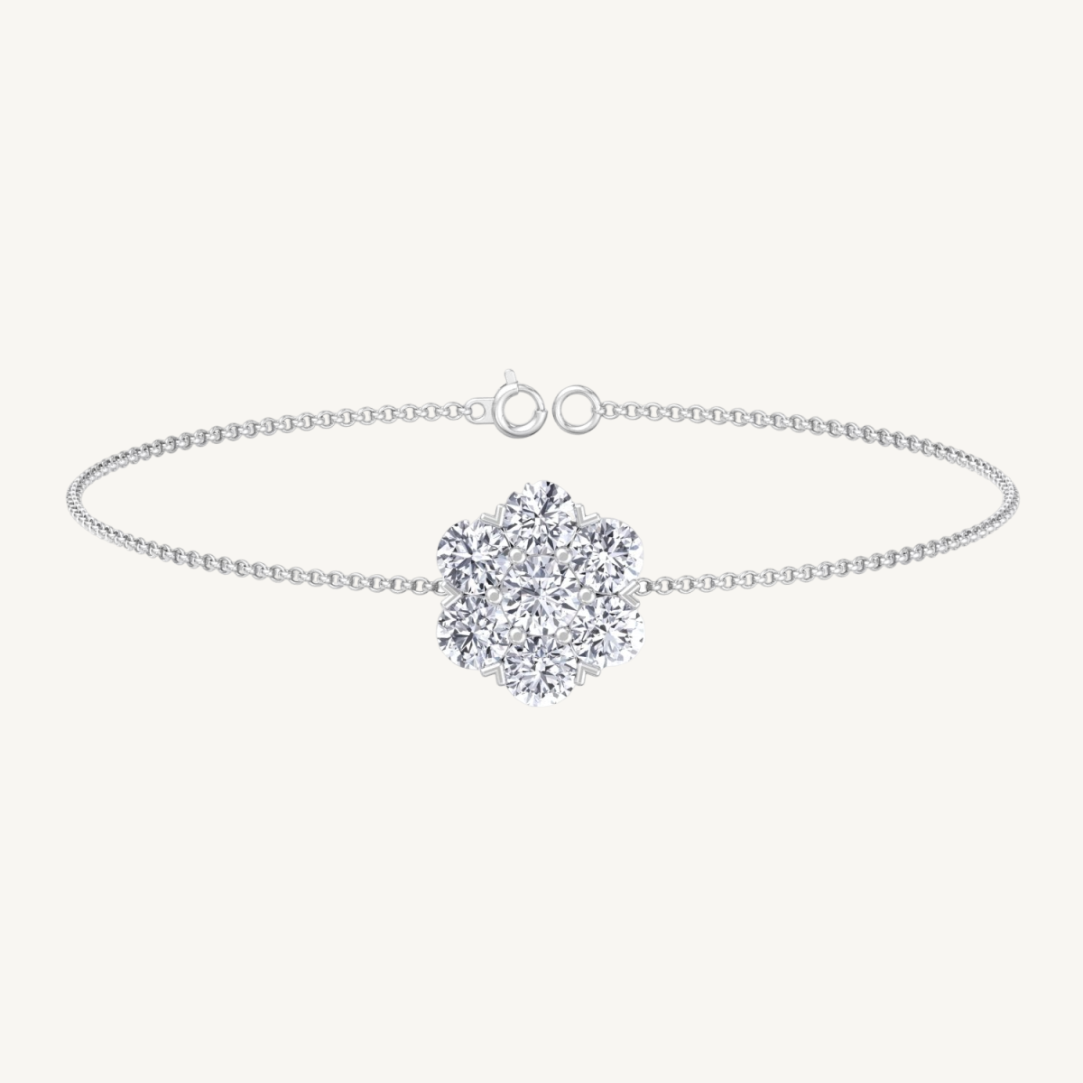 Round brilliant diamond flower cluster bracelet