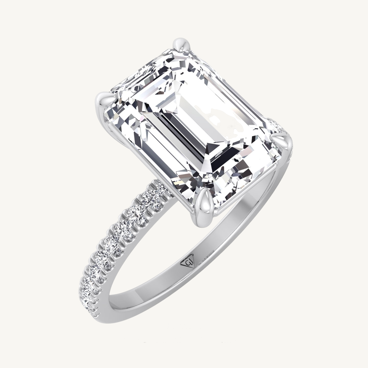 Emerald Cut Diamond Engagement Ring With Sidestones