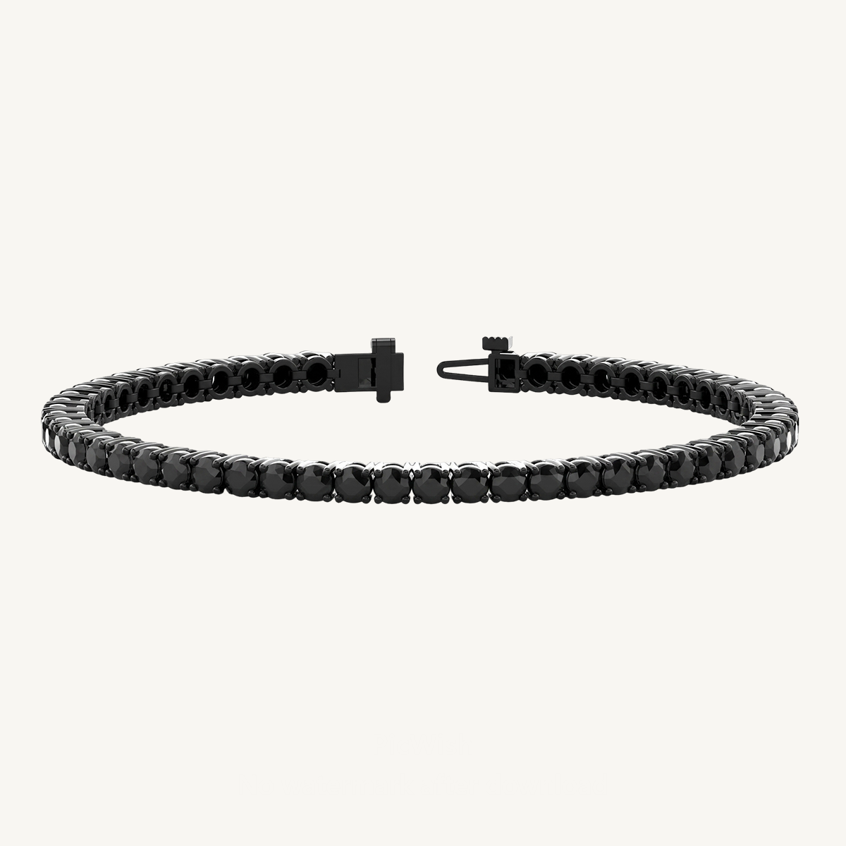 Men’s Natural Black Diamond Tennis Bracelet In Black Rhodium