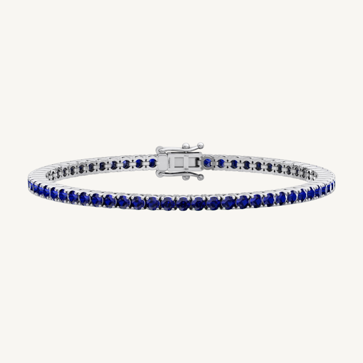 4-prong natural blue sapphire tennis bracelet 14K gold