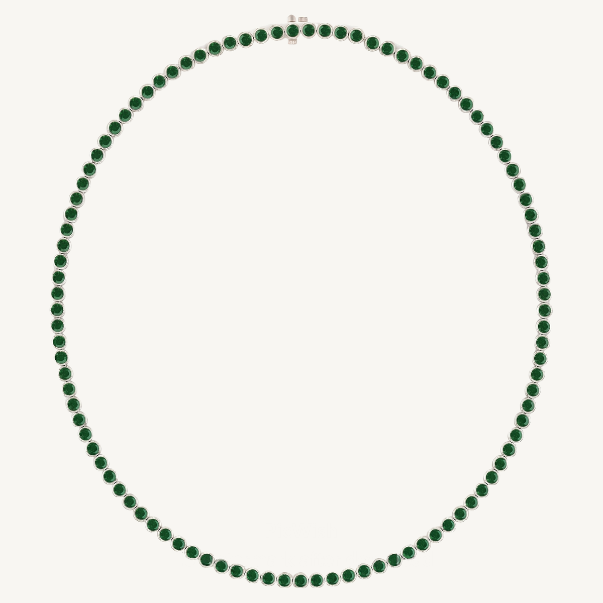 Bezel Set Natural Green Emerald Tennis Necklace 14K Solid Gold