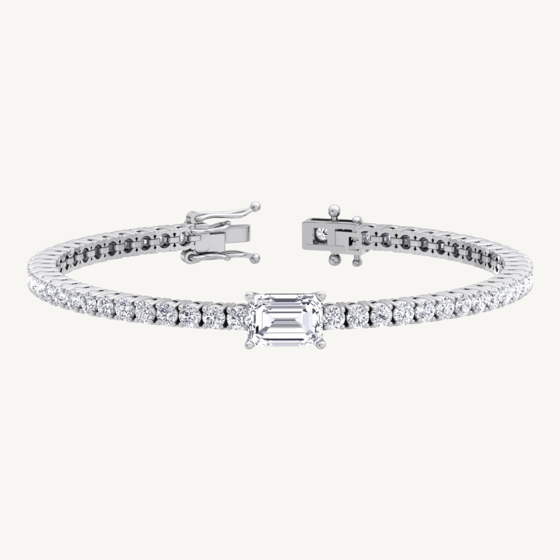 7CT emerald cut natural diamond tennis bracelet