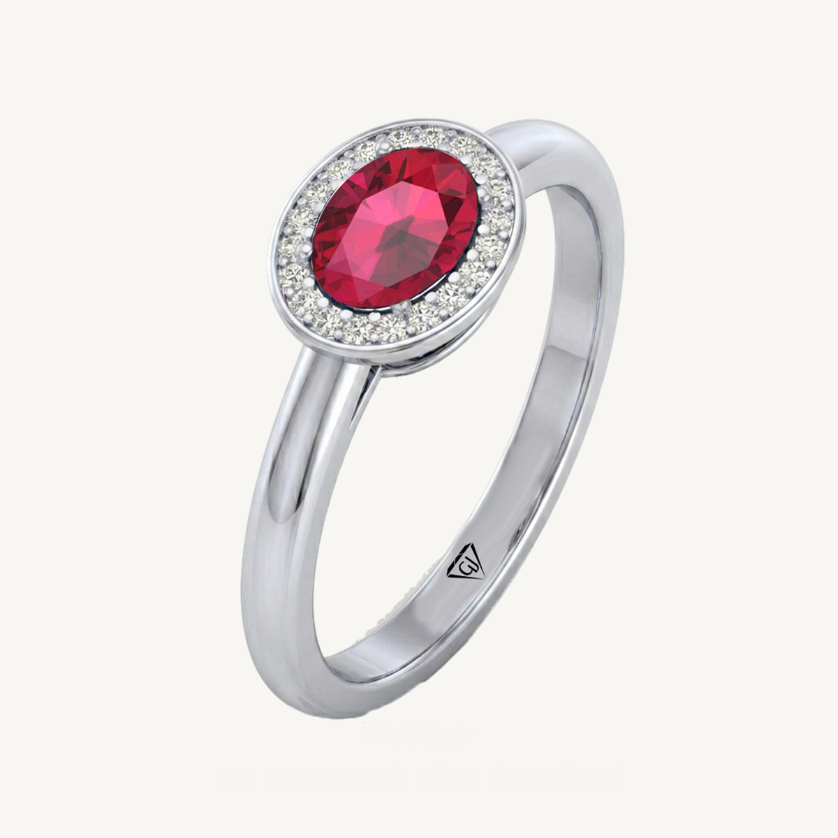 Natural Oval Shape Red Ruby Halo Engagement Ring