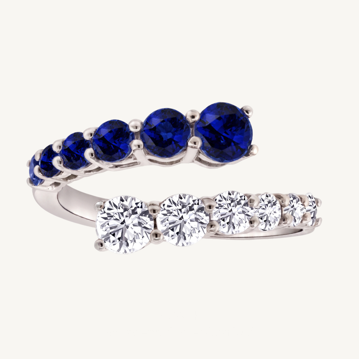 Round Cut Natural Blue Sapphire and Diamond Wrap Ring