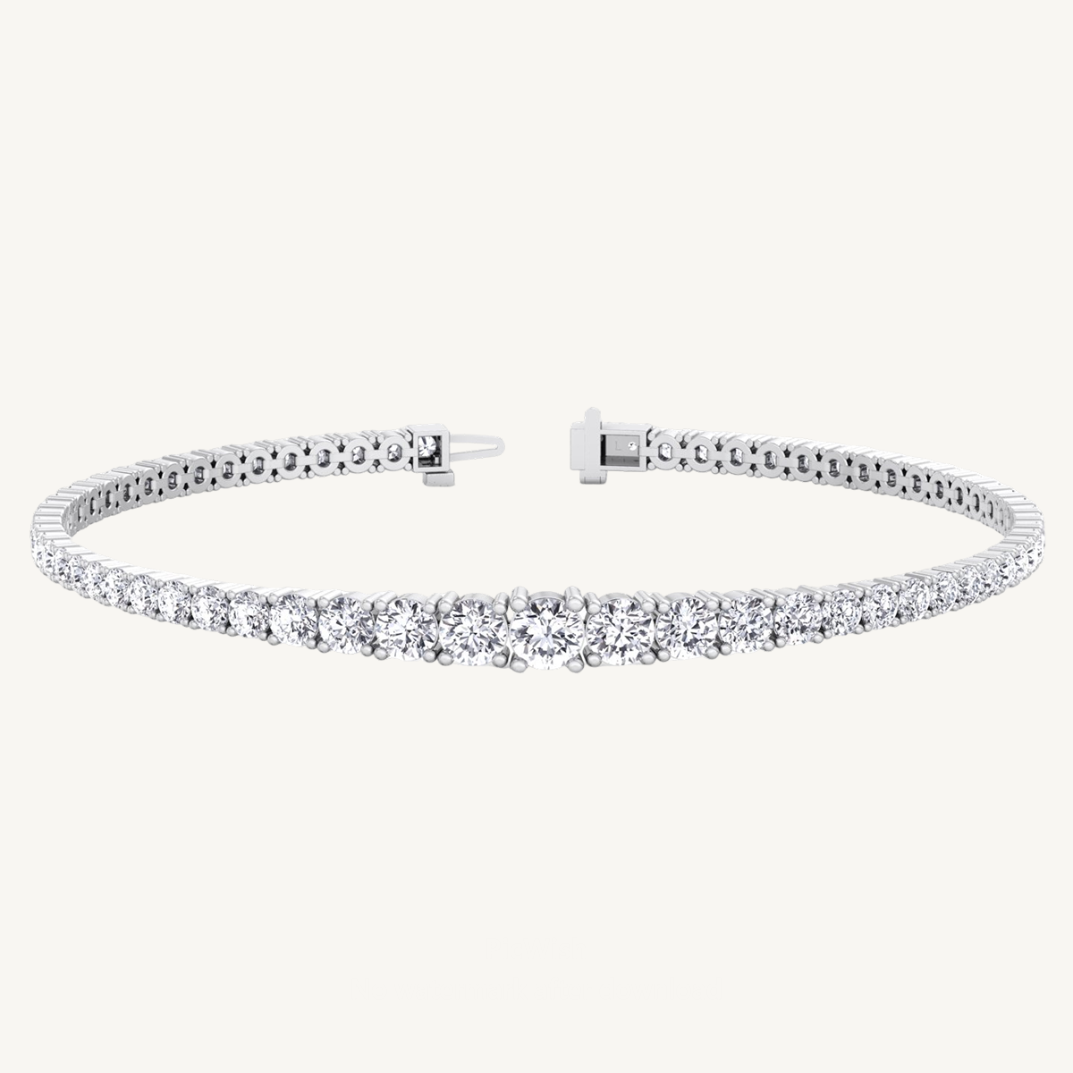 4-Prong Graduated Natural Diamond Tennis Bracelet 18K Solid Gold