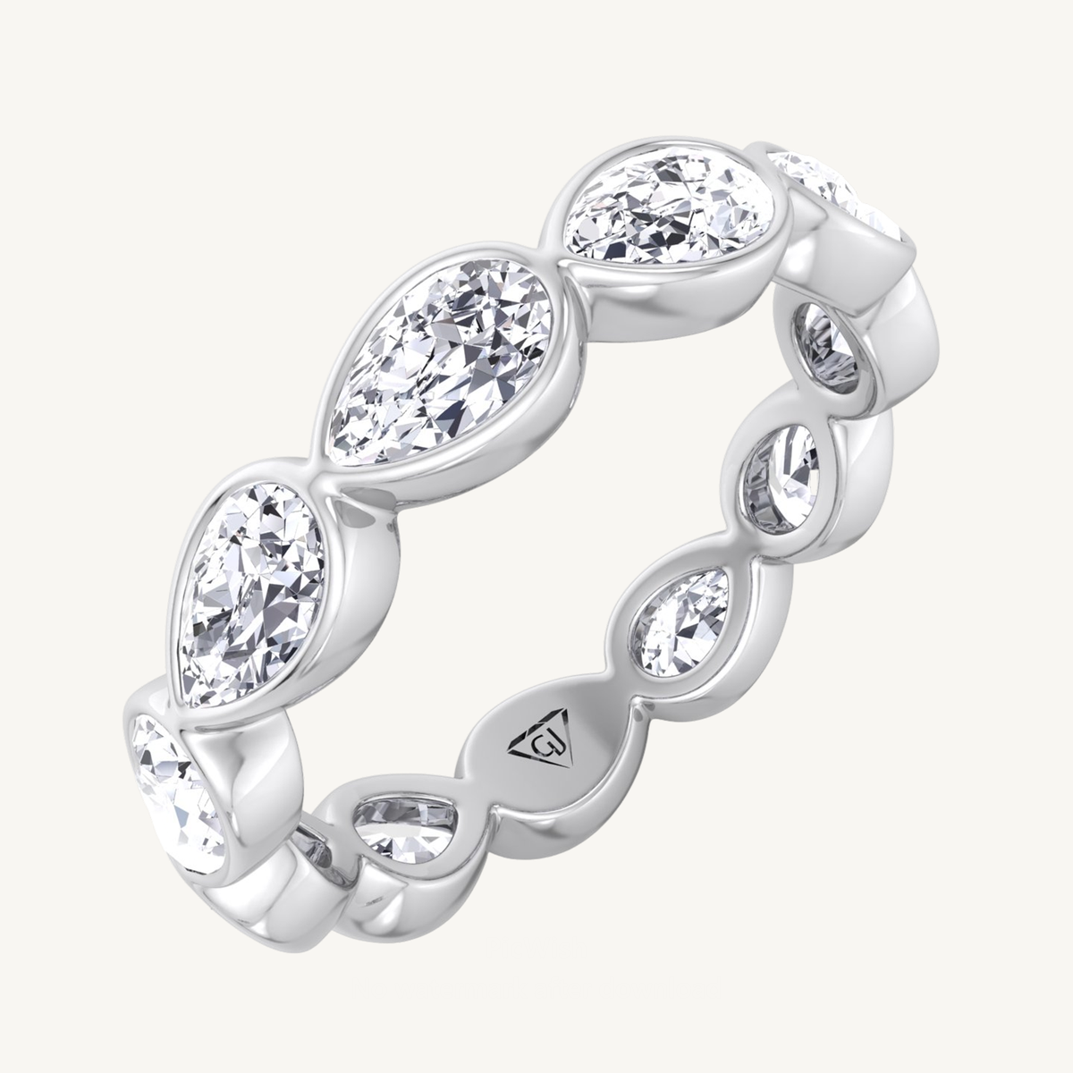 East To West Bezel Set Pear Shape Natural Diamond Eternity Band