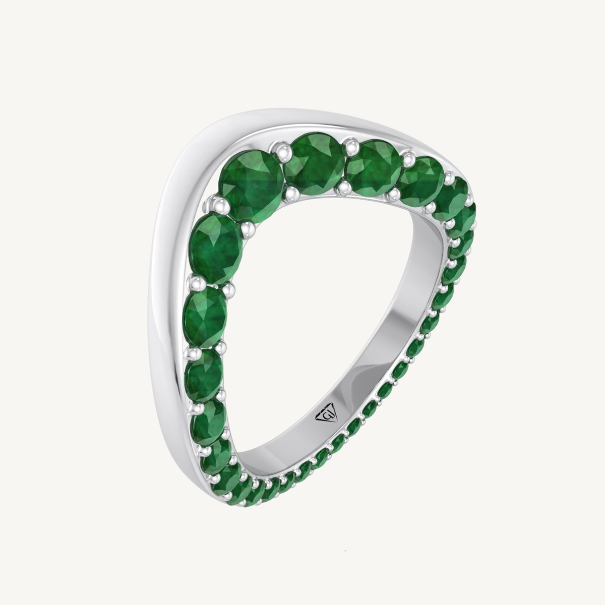 Natural Green Emerald Invisible Halo Eternity Band