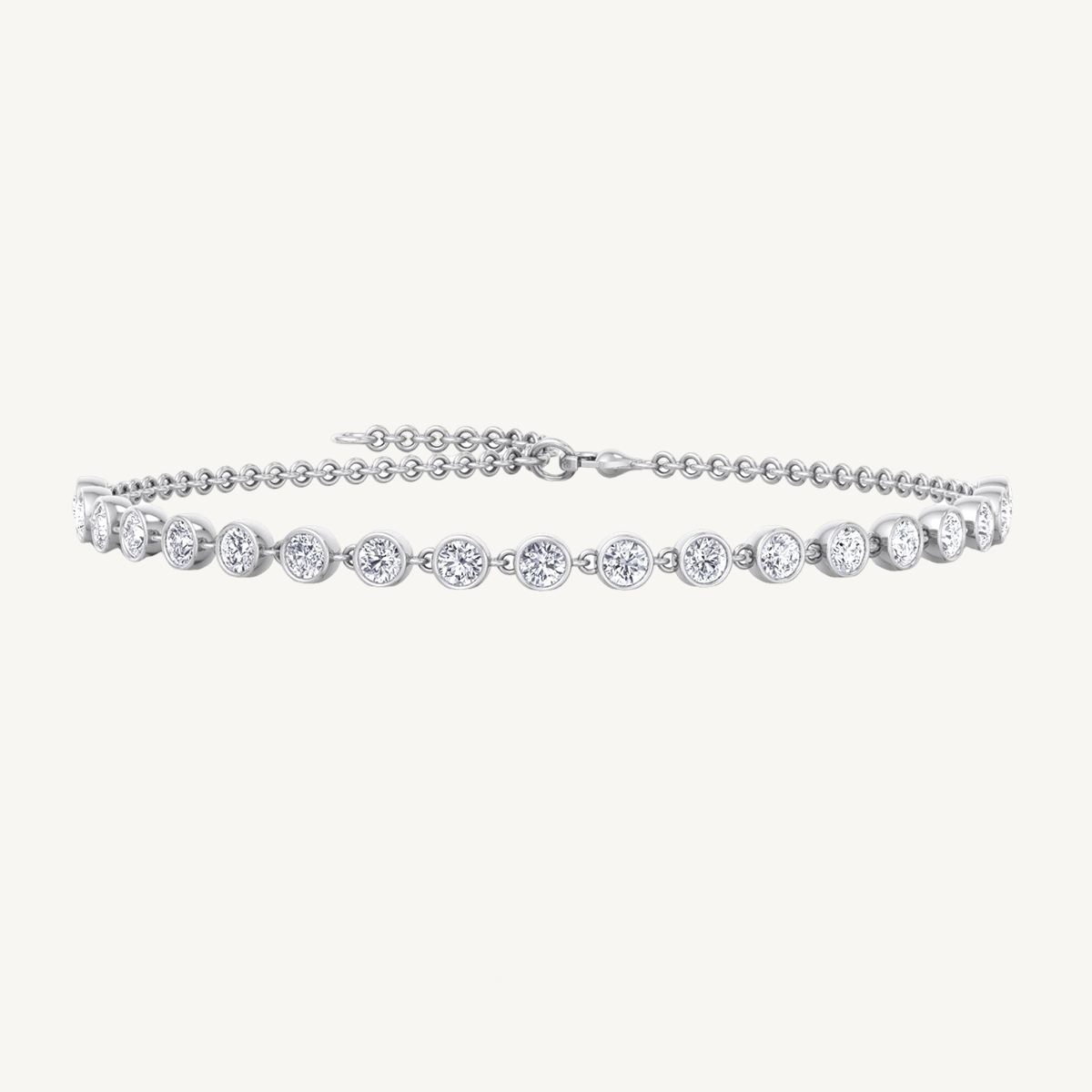 Bezel Set Natural Diamond Chain Bracelet