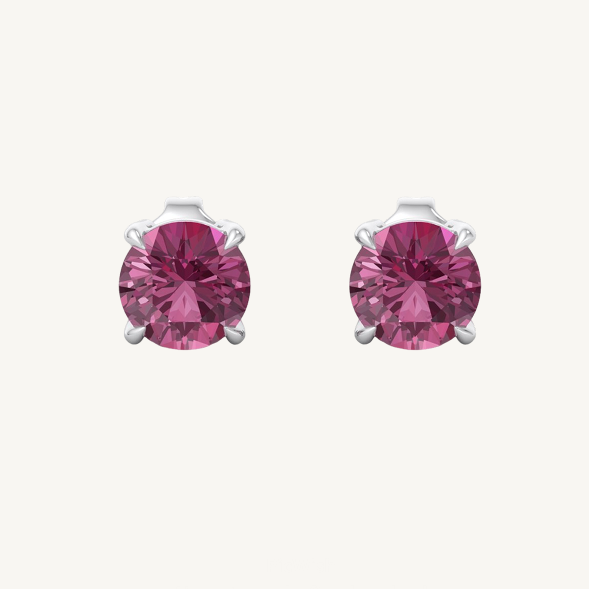 4 Prong Round Shape Natural Pink Sapphire Studs