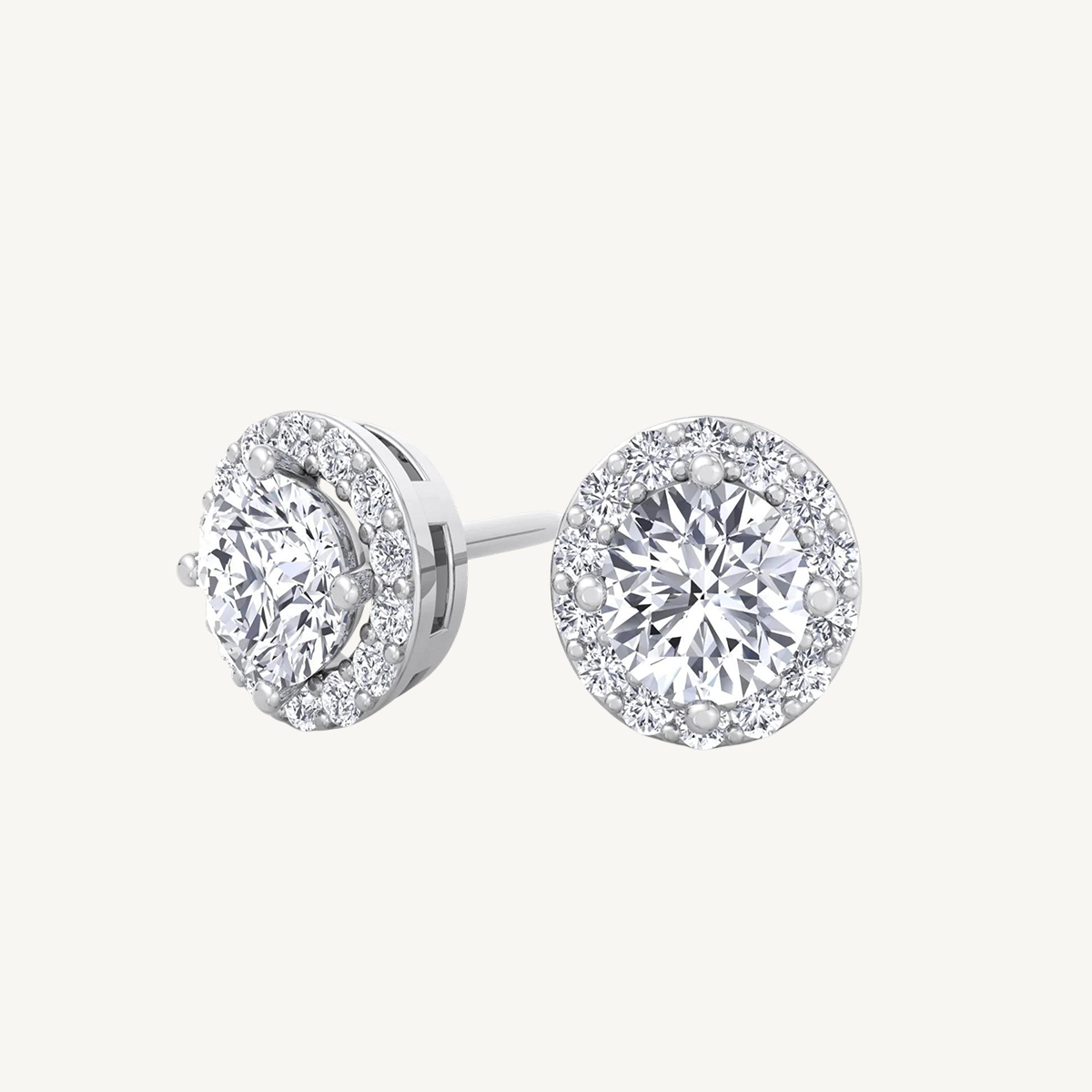 Round Halo Diamond Studs