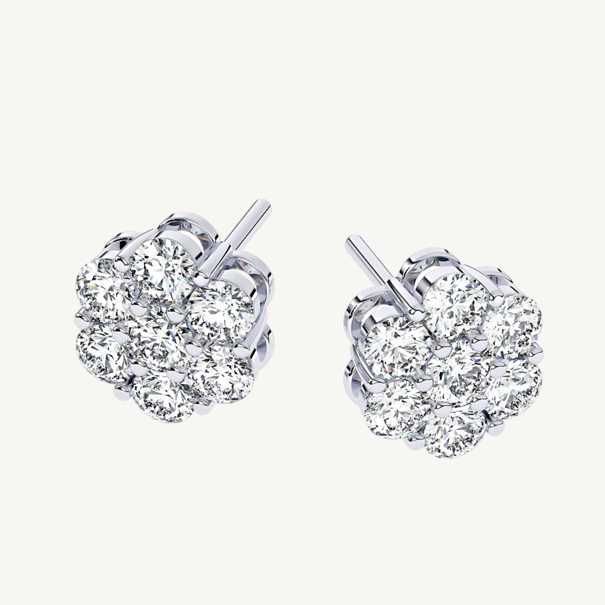 Men's Diamond Cluster Earrings