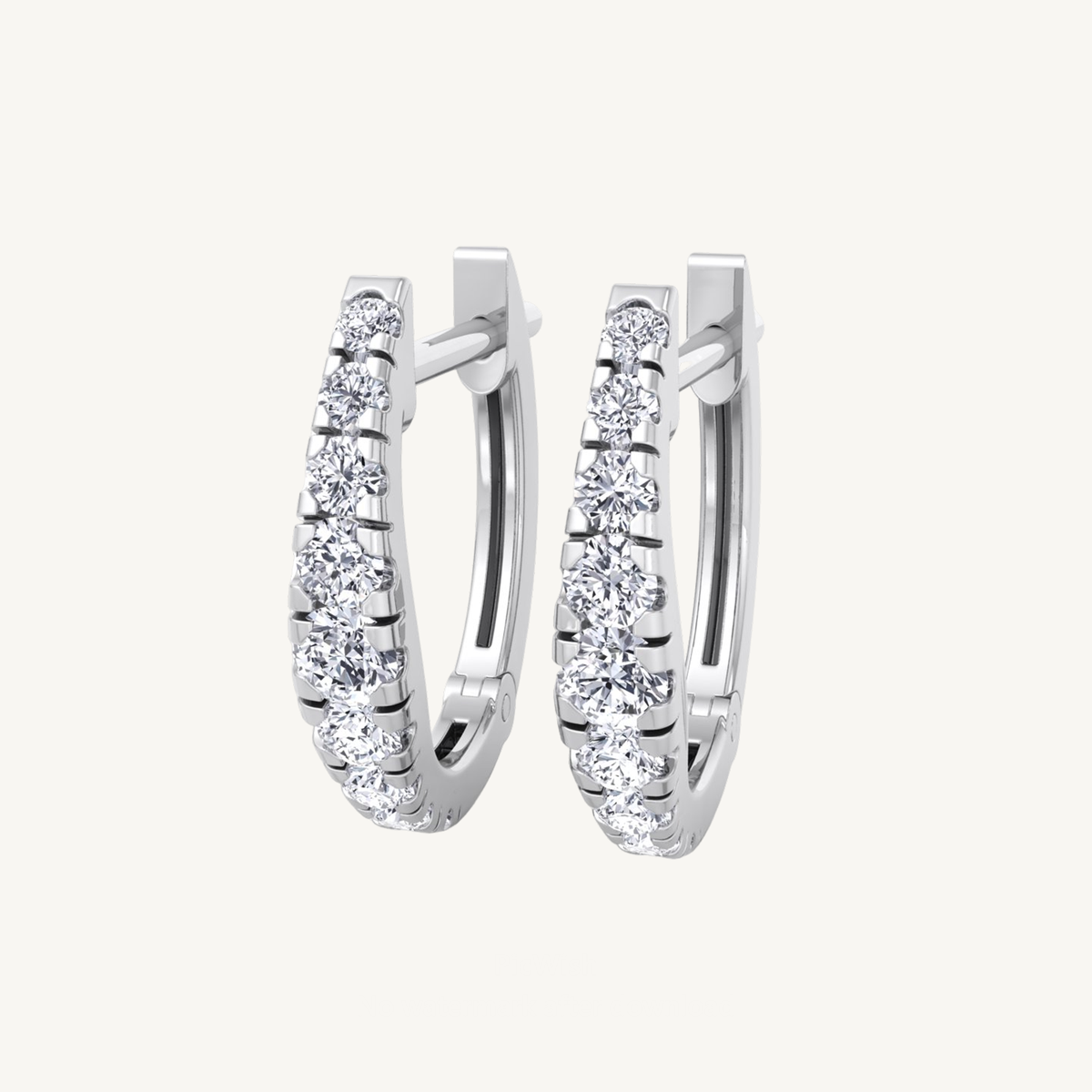 Graduated Round Shape Natural Diamond Huggie Hoop Earrings