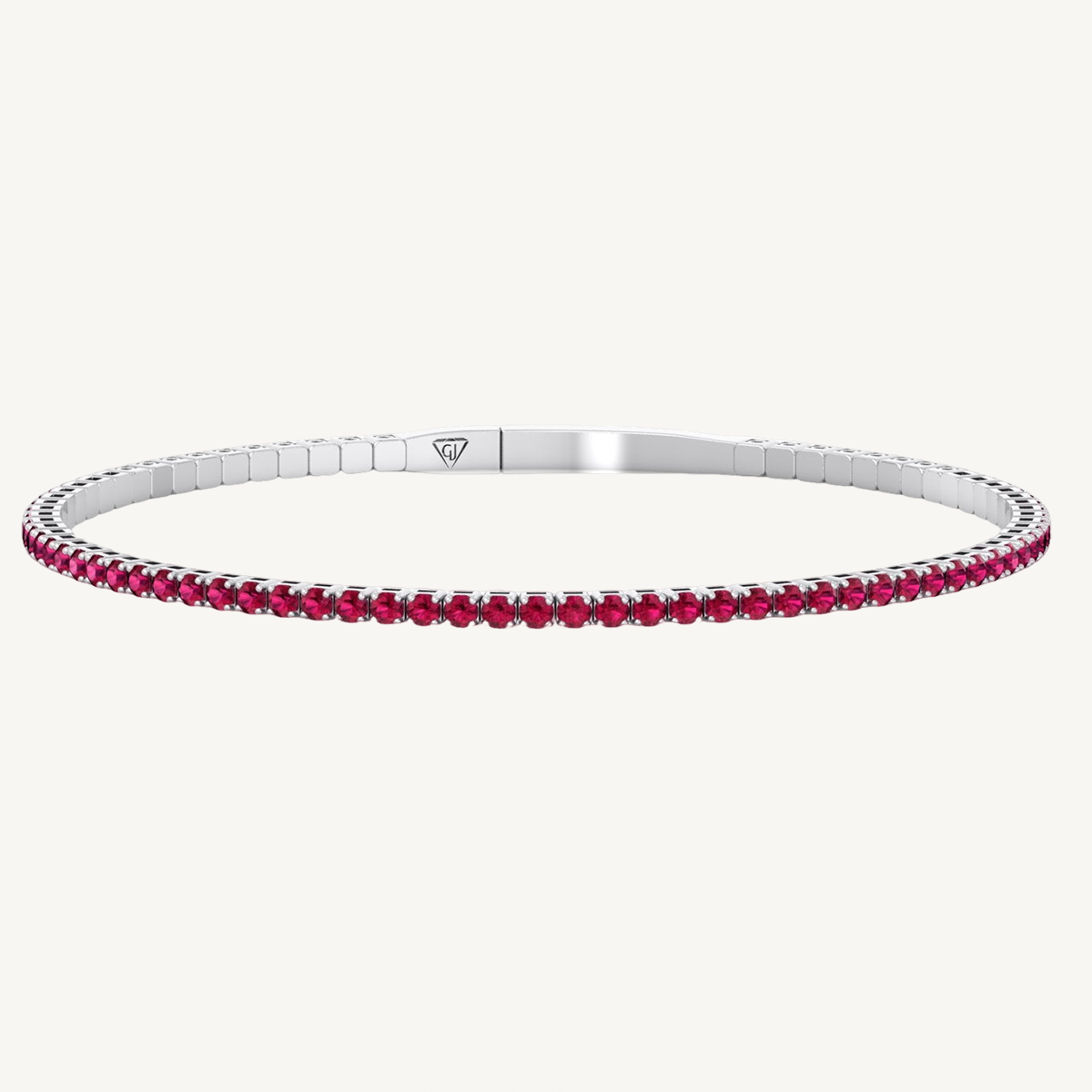 Flexible Natural Red Ruby Bangle in 14K Solid Gold