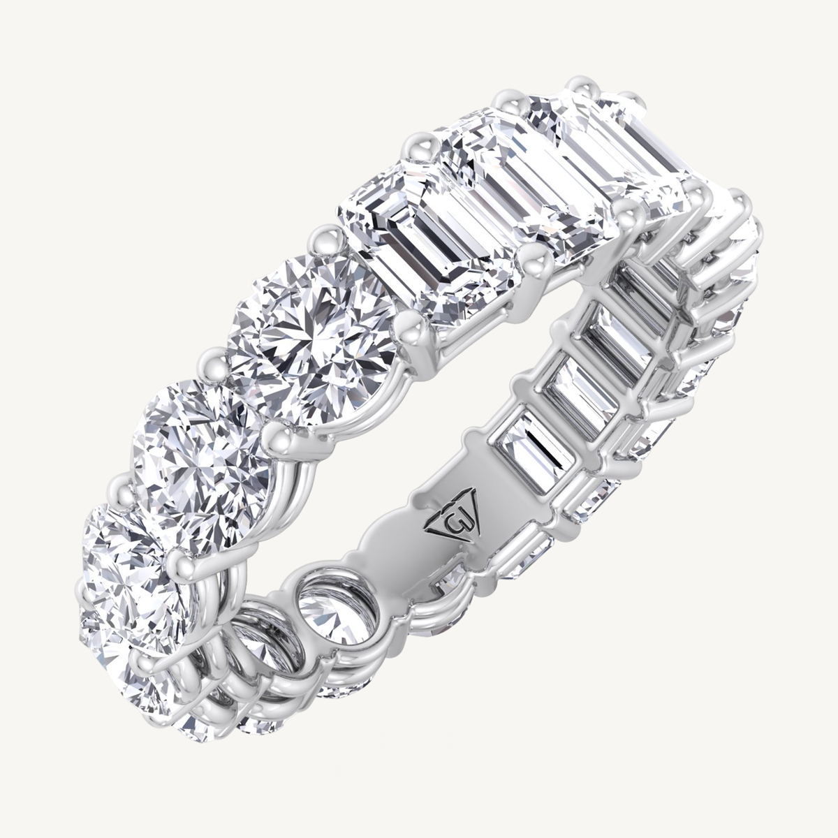 4CT Double Shape Round and Emerald Natural Diamond Eternity Band