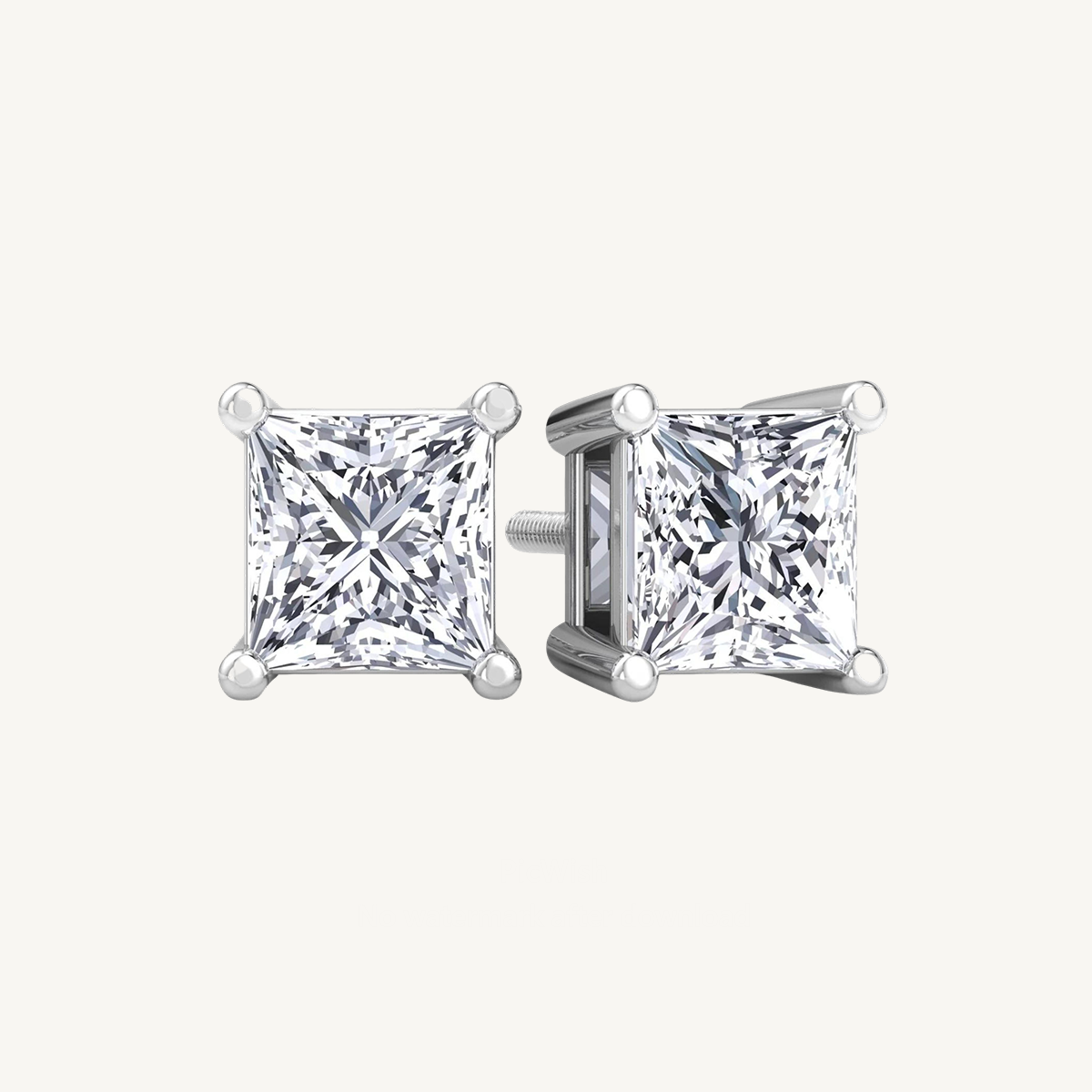 Princess Cut Diamond Studs