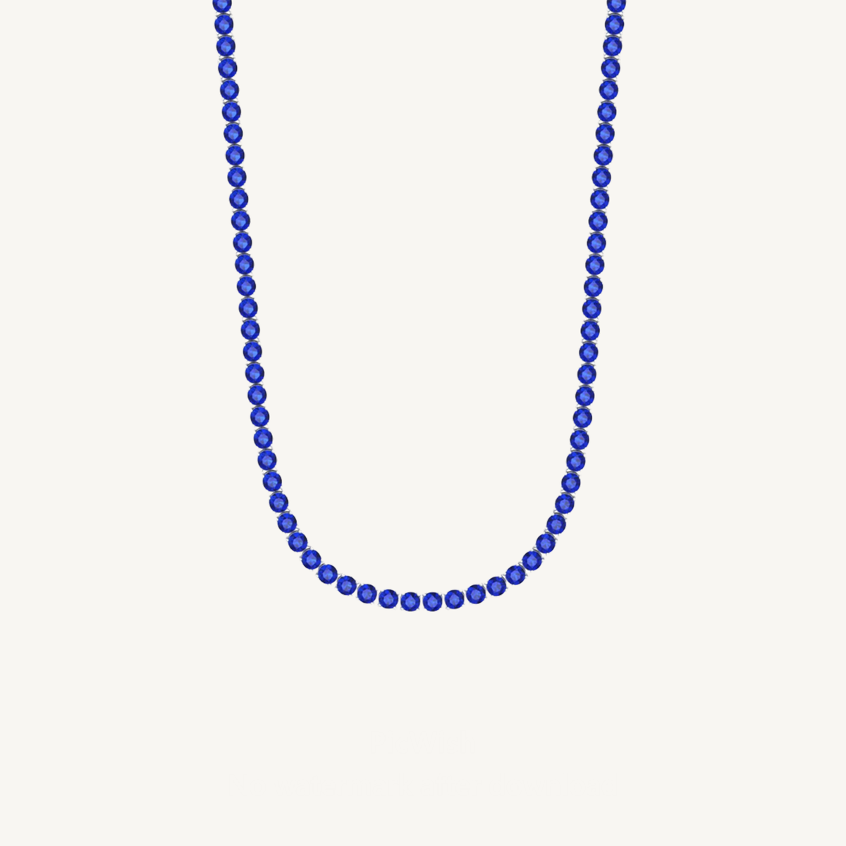 Round Cut Natural Blue Sapphire Tennis Necklace 18K Solid Gold