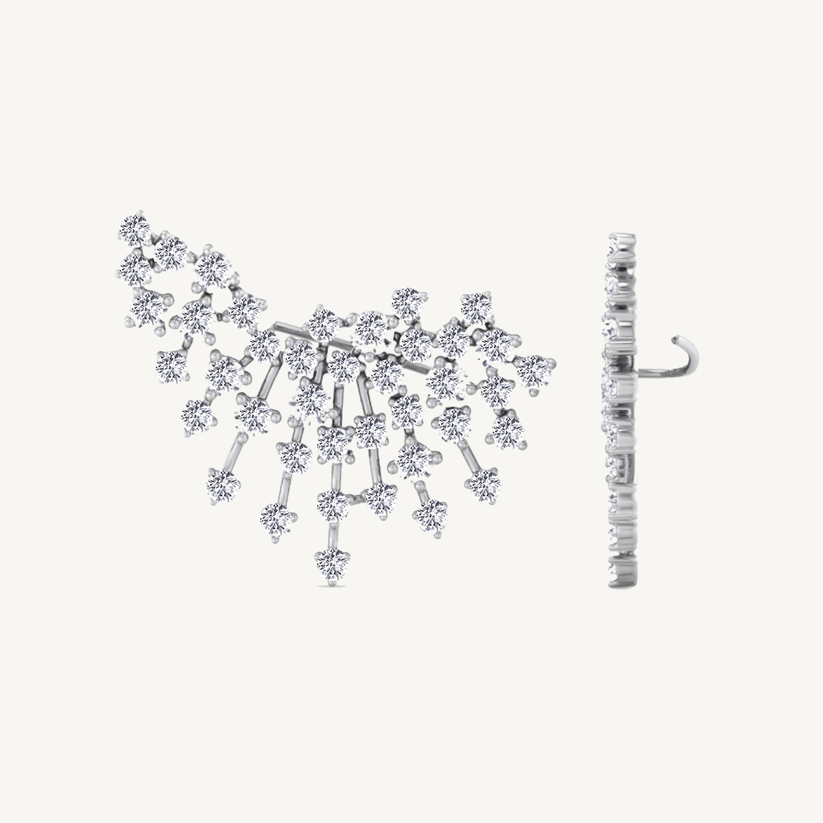 4.20CT Luxurious Cluster Diamond Earring Crawlers