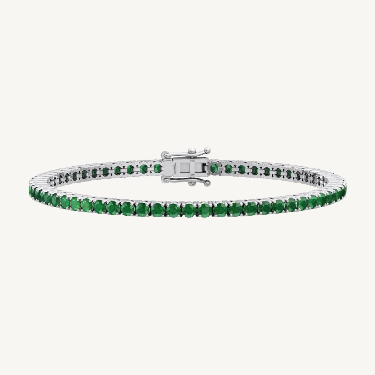 Natural Green Emerald Tennis Bracelet 14K Solid Gold