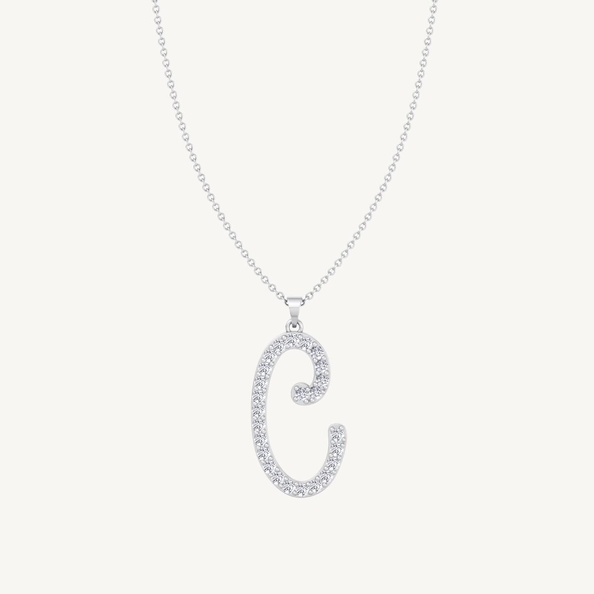 .35CT T.W. Custom Diamond Initial Pendant Necklace