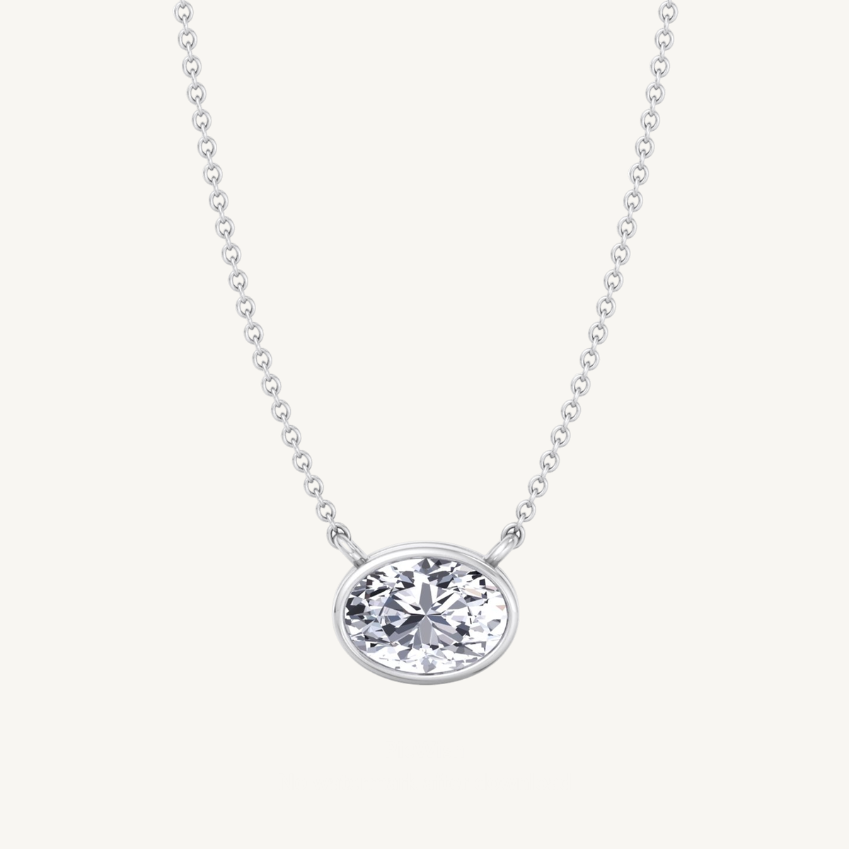 Bezel Set Oval Shape Diamond Pendant
