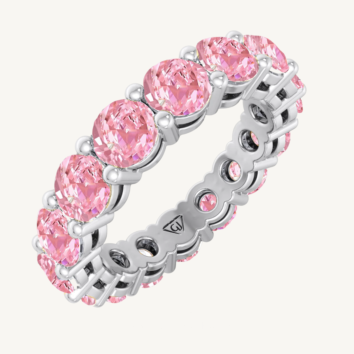 Round Shape Pink Sapphire Eternity Band
