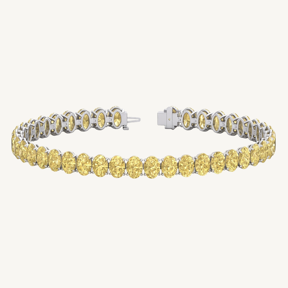 20CT Oval Shape Natural Fancy Yellow Diamond Tennis Bracelet