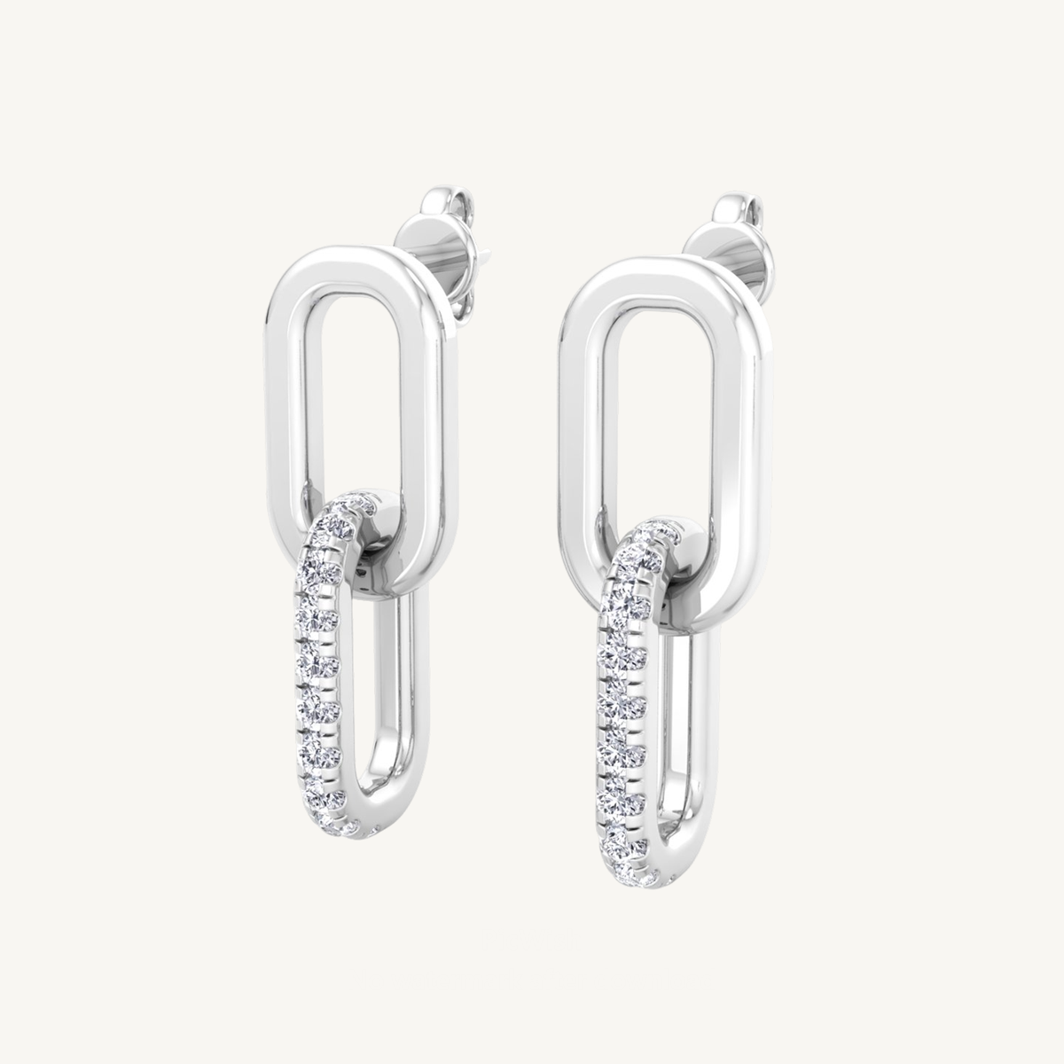 .45CT T.W. Paperclip Chain Natural Diamond Earrings