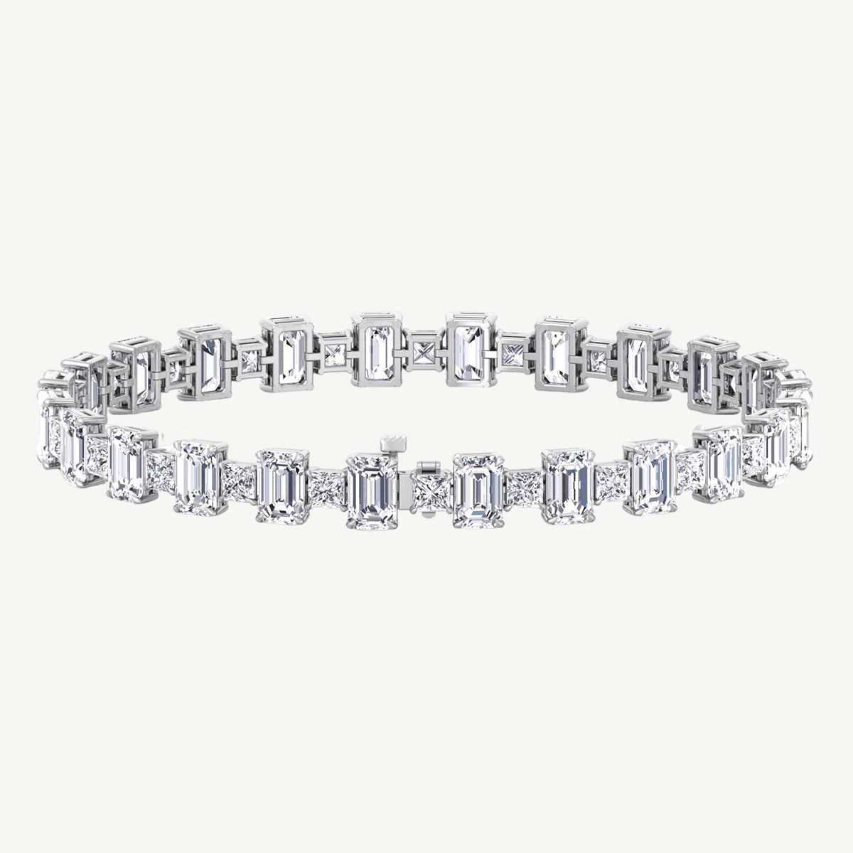 Alternating Emerald and Princess Tennis Bracelet