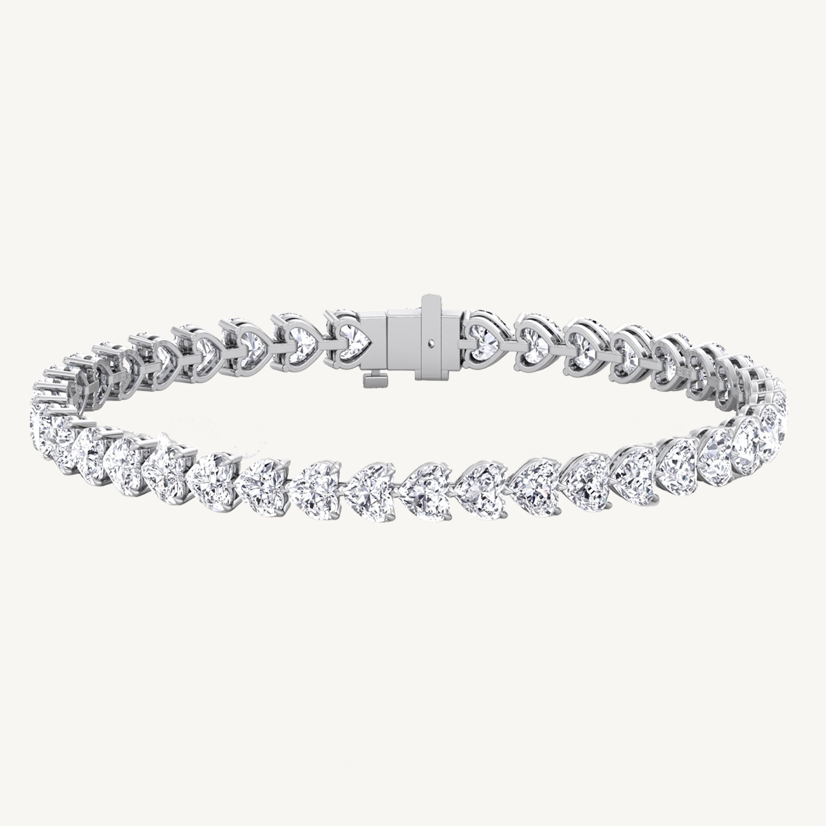 East to West Heart Shape Natural Diamond Tennis Bracelet 14K Solid Gold