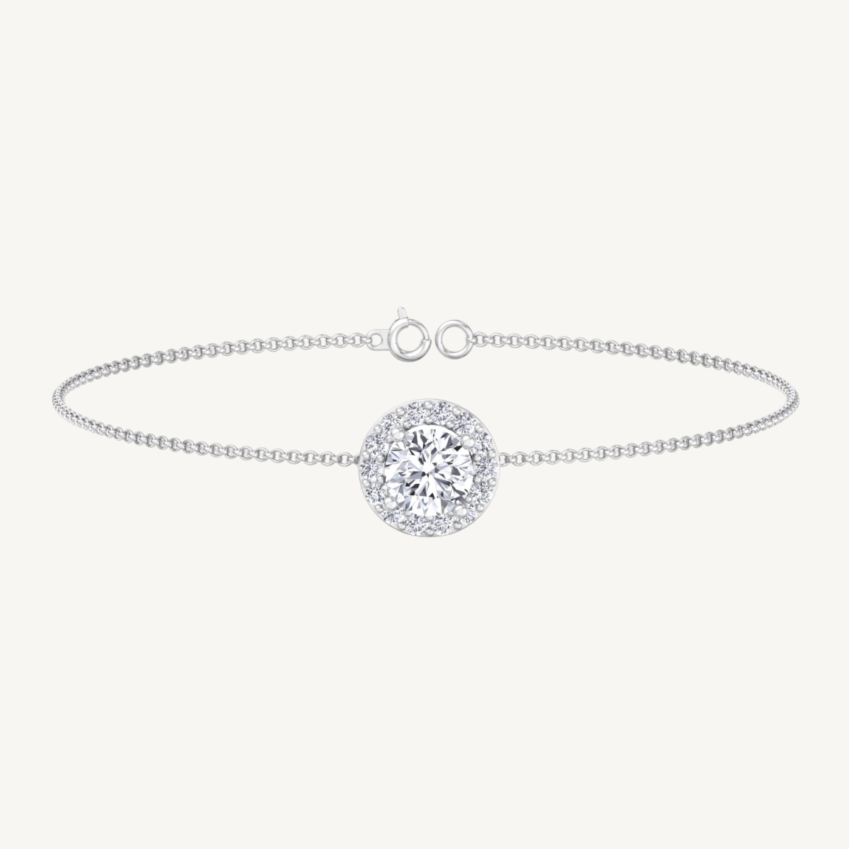 Natural diamond halo Rolo bracelet 14K gold