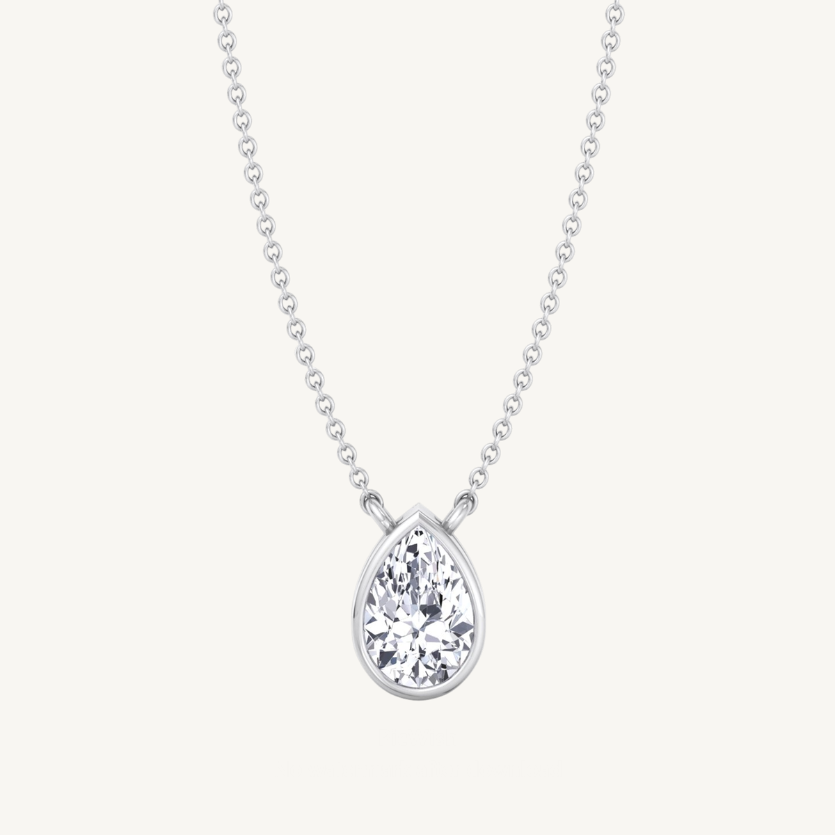 Bezel Set Pear Shape Diamond Pendant