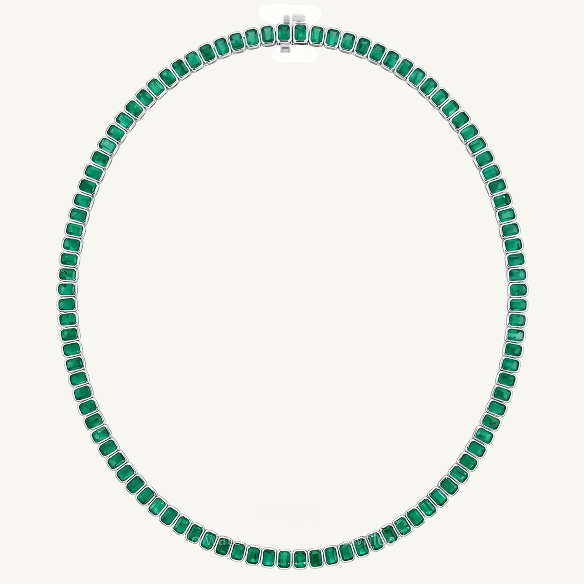 Emerald Cut Bezel Set Natural Green Emerald Tennis Necklace 14K Solid Gold