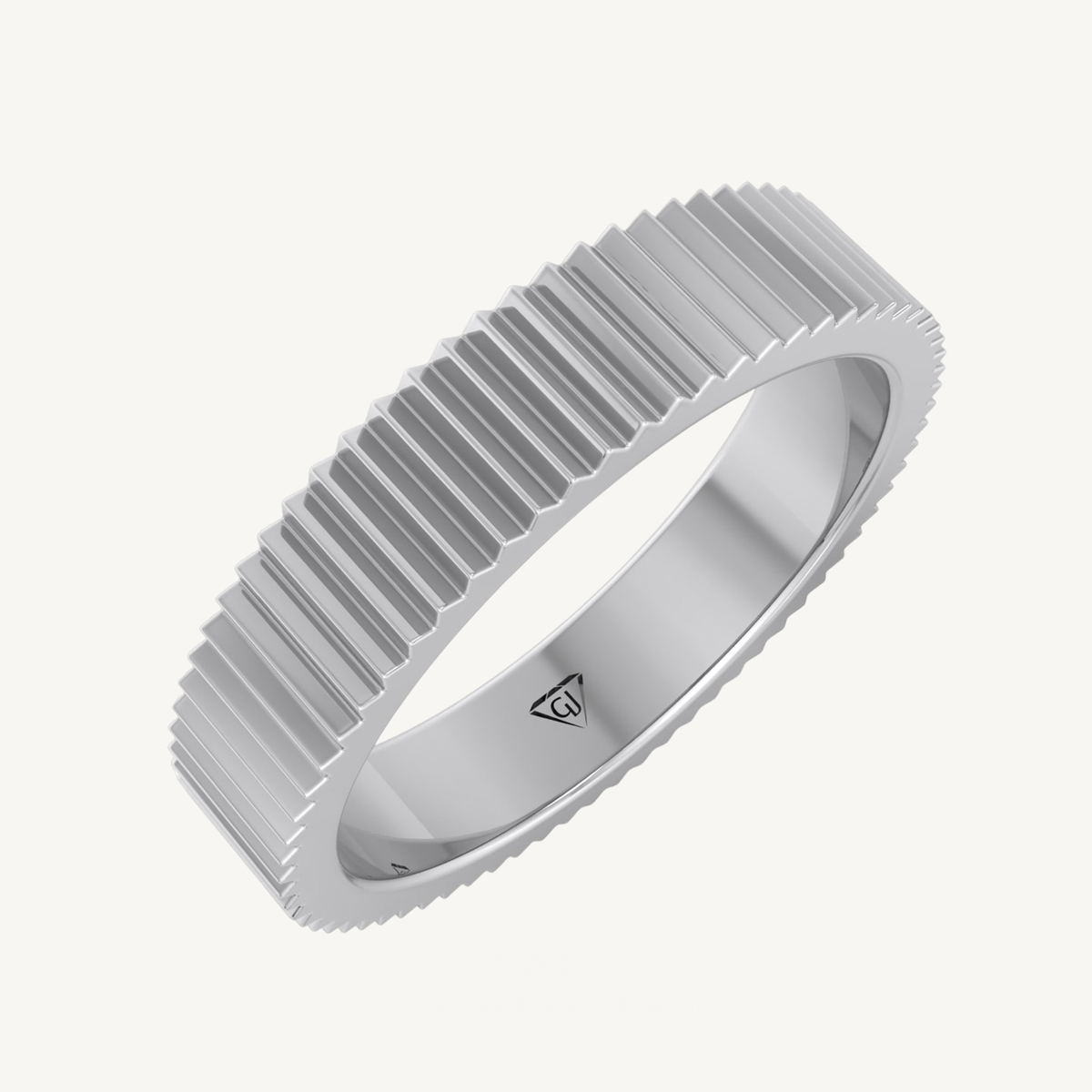 Unisex 5mm Fluted Gold Band