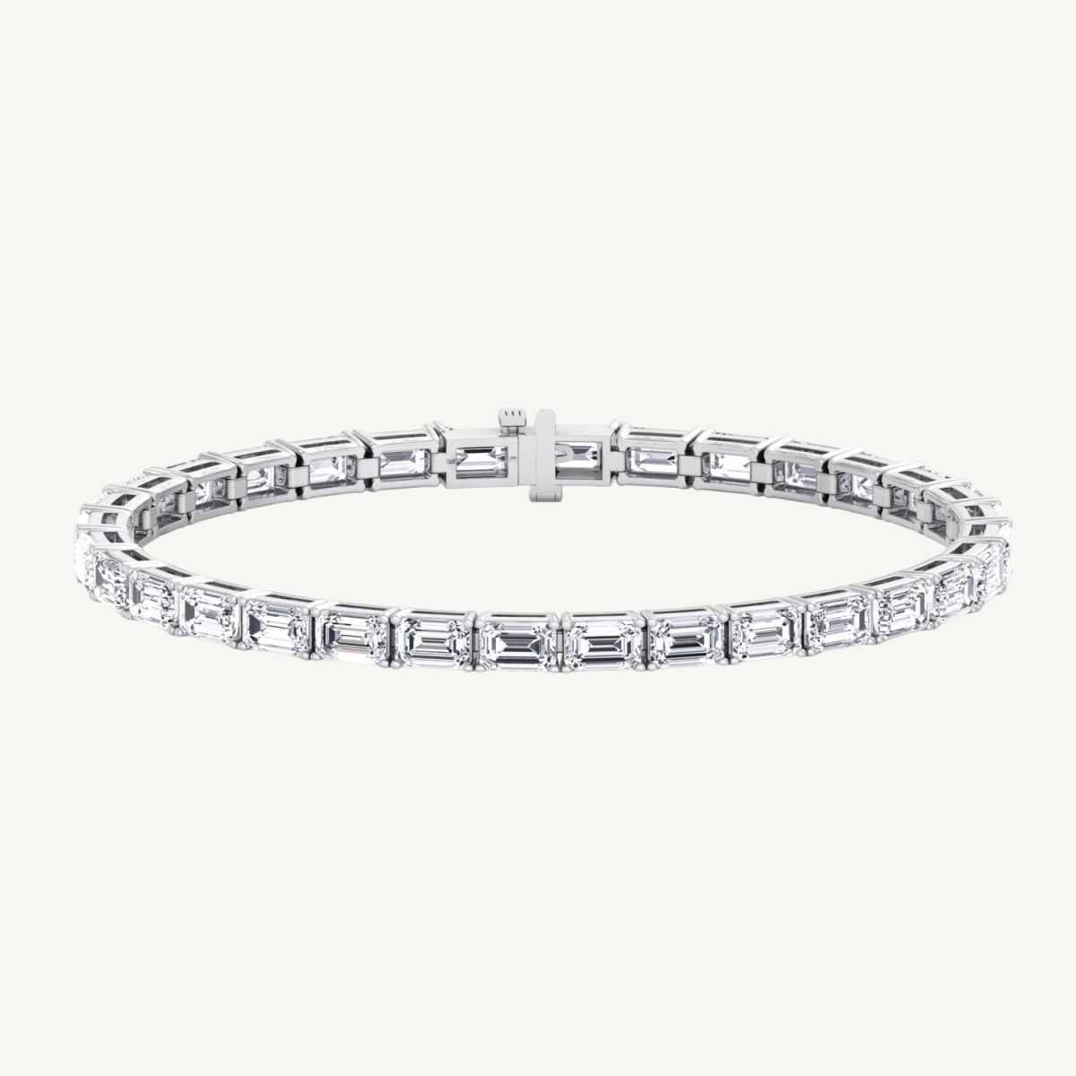 10.50CT T.W East To West Emerald Cut Natural Diamond Tennis Bracelet 14K Solid Gold