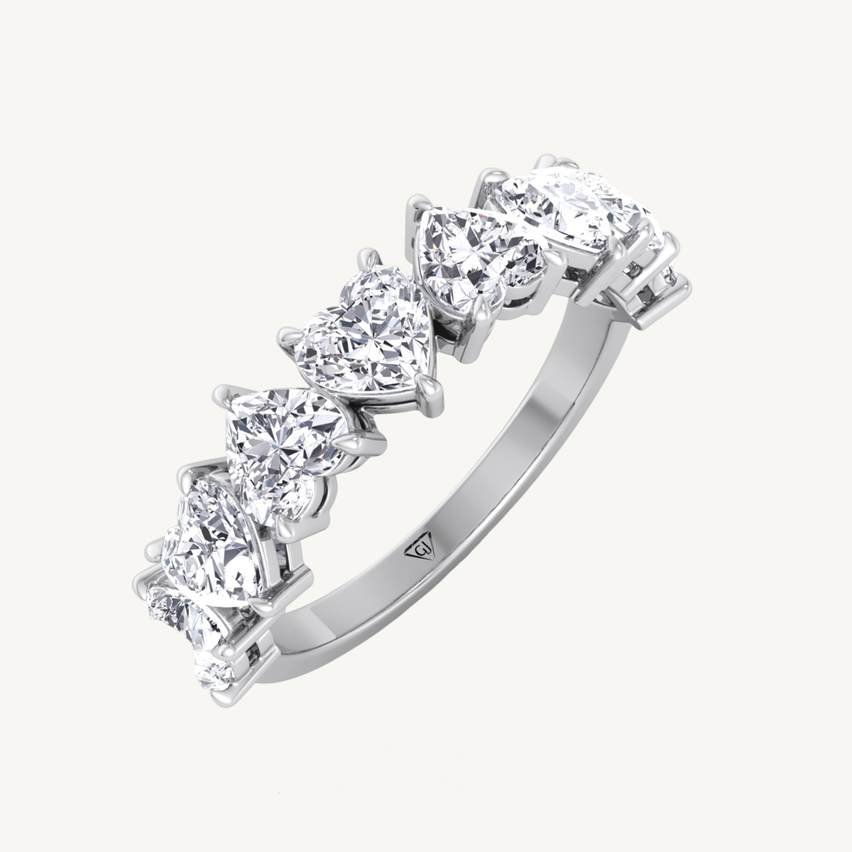 Heart Shape Half Way Natural Diamond Eternity Band