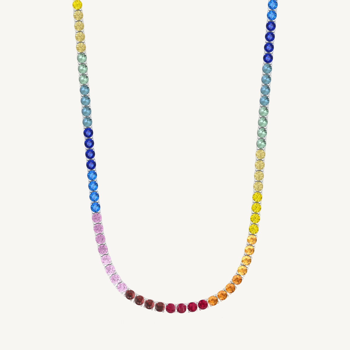 13.02 Carat Rainbow Multicolor Sapphire Tennis Necklace